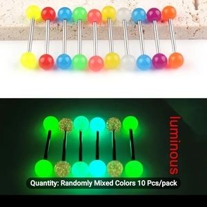 BRAND NEW NEVER OPENED/NEVER WORN GLOW IN THE DARK TONGUE AND BELLY BUTTON RINGS